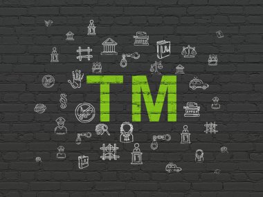 Hukuk kavramı: Duvarın arka planında marka