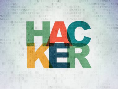 Emniyet konsepti: Hacker dijital veri kağıt arka plan üzerinde