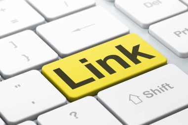 Web tasarım konsepti: Link bilgisayar klavye arka plan üzerinde