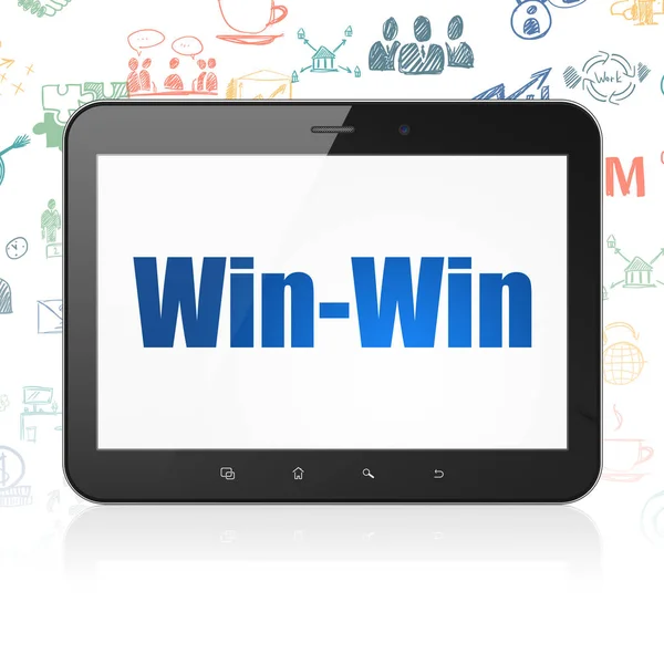 Concepto de Finanzas: Tablet Computer con Win-Win en pantalla —  Fotos de Stock