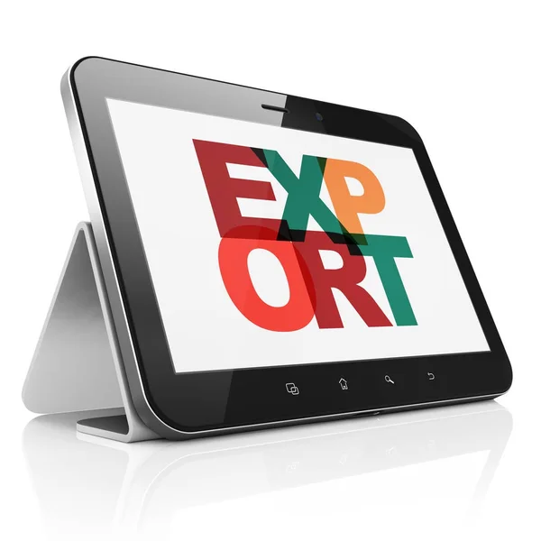 Finanční koncept: tabletový počítač s vývozem na displeji — Stock fotografie
