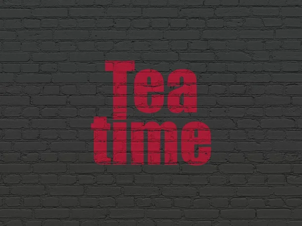 Концепция хронологии: Время чая на фоне стен — стоковое фото
