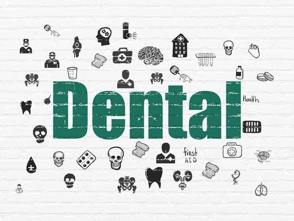 Conceito de medicina: Odontologia no fundo da parede — Fotografia de Stock