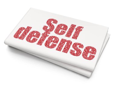 Emniyet konsepti: boş gazete arka plan üzerinde öz savunma