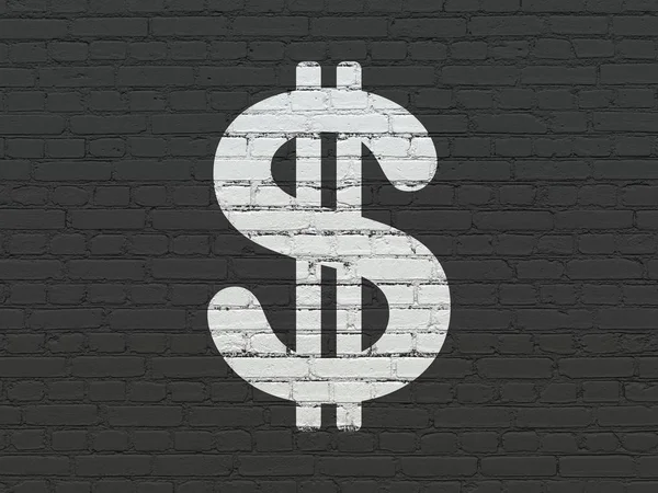 Koncepcja waluty: Dolar na tle ściany — Zdjęcie stockowe