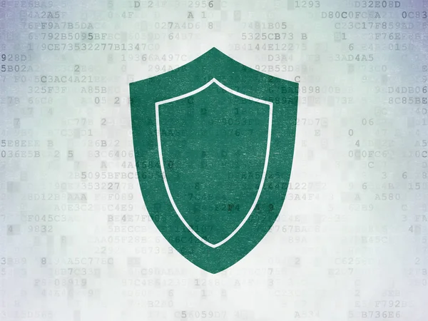 Concetto di protezione: scudo sullo sfondo della carta dati digitale — Foto Stock
