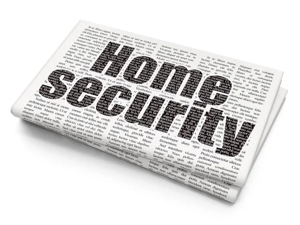 Concepto de protección: Seguridad en el hogar en el fondo del periódico — Foto de Stock