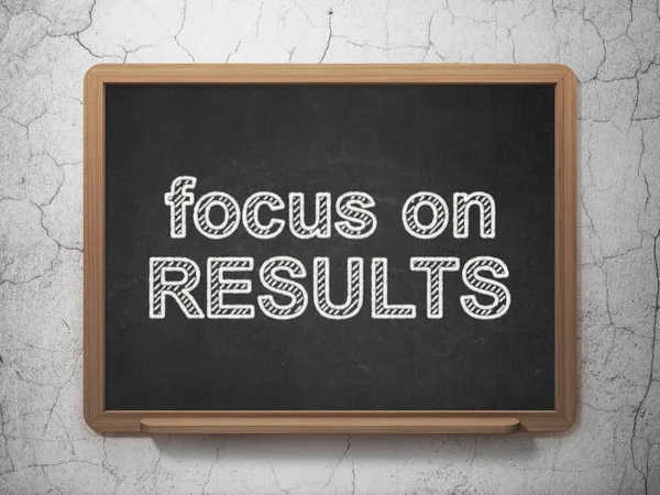 Finance concept: Focus on RESULTS on chalkboard background — Stock Photo, Image