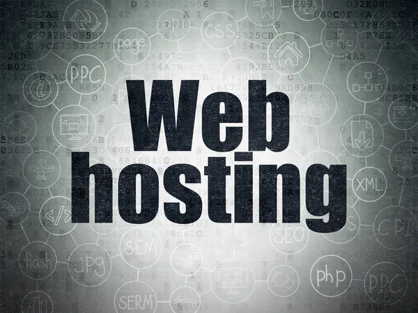 Web design concept: Web Hosting on Digital Data Paper background — Stock Photo, Image
