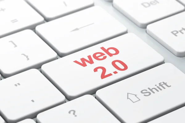 Концепция веб-дизайна: Web 2.0 на фоне клавиатуры компьютера — стоковое фото