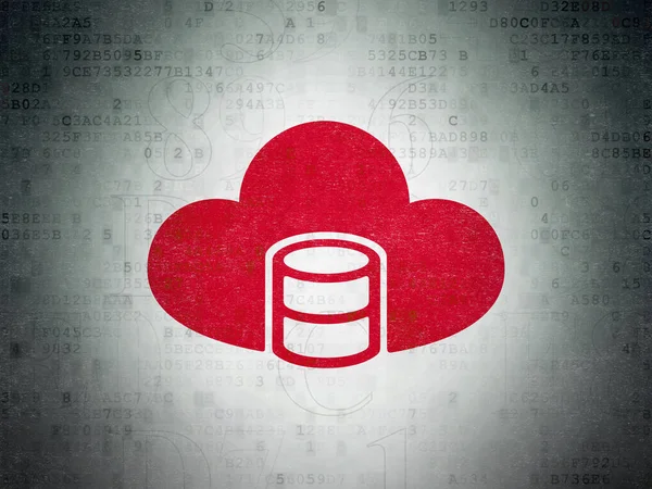 Cloud computing koncepce: databáze s Cloud na digitální Data papírové pozadí — Stock fotografie