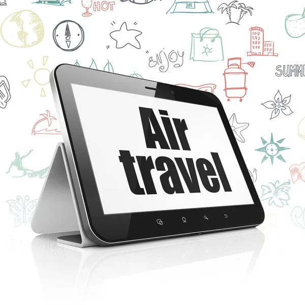 Concetto di viaggio: Tablet Computer con Air Travel in mostra — Foto Stock