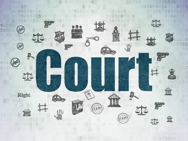 Έννοια του νόμου: Δικαστήριο σε ψηφιακά δεδομένα χαρτί φόντο — Φωτογραφία Αρχείου