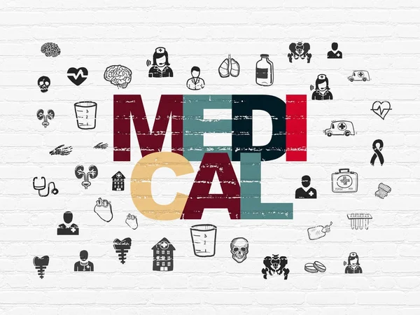 Gezondheidszorg concept: medische op muur achtergrond — Stockfoto