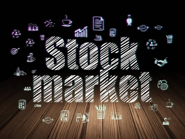 Finanční koncept: akciový trh v temné místnosti grunge — Stock fotografie