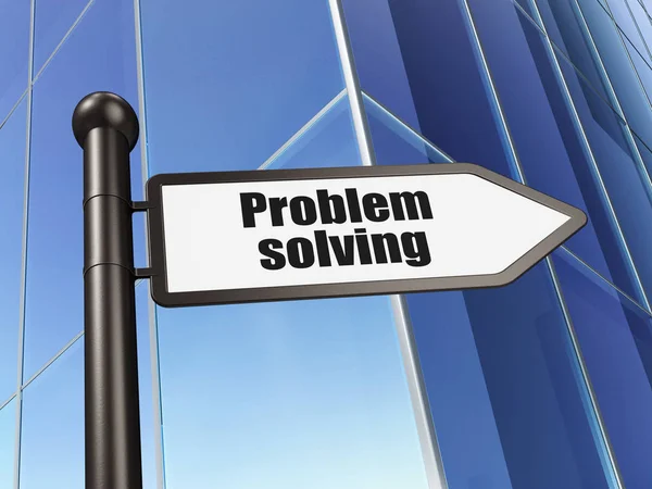 Financiën concept: Problem Solving ondertekenen op het opbouwen van de achtergrond — Stockfoto