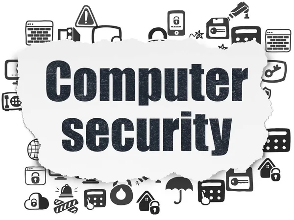Concepto de seguridad: Seguridad informática en un fondo de papel roto — Foto de Stock