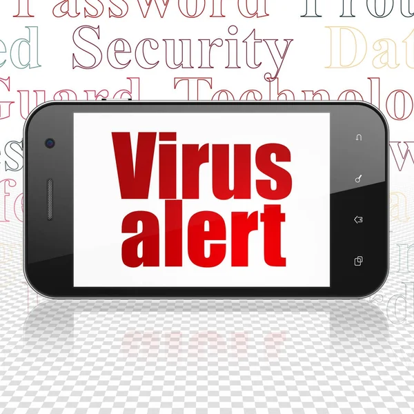 Concepto de seguridad: Smartphone con alerta de virus en pantalla —  Fotos de Stock