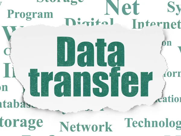 Informationskonzept: Datentransfer auf zerrissenem Papier — Stockfoto