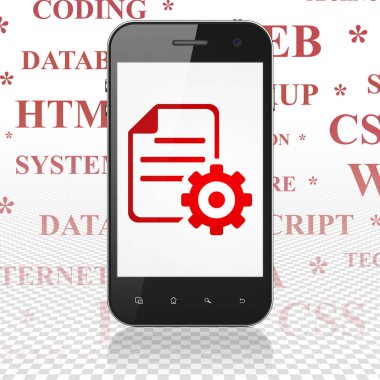 Yazılım kavramı: ekranda dişli ile Smartphone