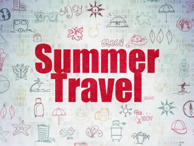 Tatil kavramı: yaz seyahat dijital veri kağıt arka plan üzerinde