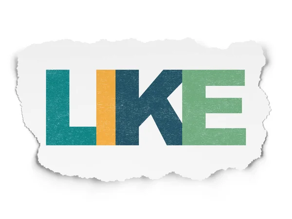 Conceito de rede social: Like on Torn Paper background — Fotografia de Stock
