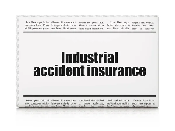 Versicherungskonzept: Zeitungsschlagzeile Industrieunfallversicherung — Stockfoto