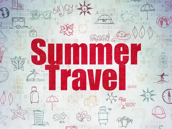 Koncept dovolenou: Letní cestování na digitální Data papírové pozadí — Stock fotografie