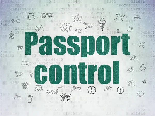 度假概念︰ 护照控制对数字数据论文的背景 — 图库照片