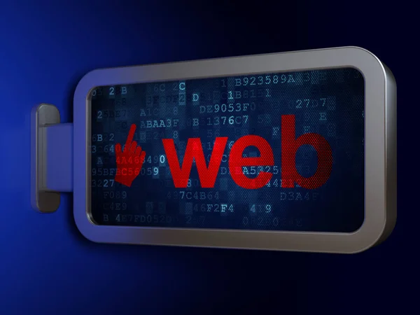 Web fejlesztési koncepció: Web- és egér kurzor a billboard háttér — Stock Fotó