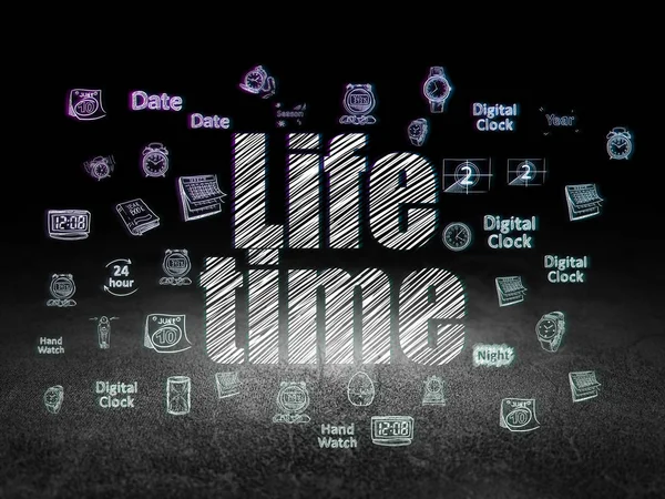 Pojęcie czasu: czas życia w ciemnym pokoju grunge — Zdjęcie stockowe