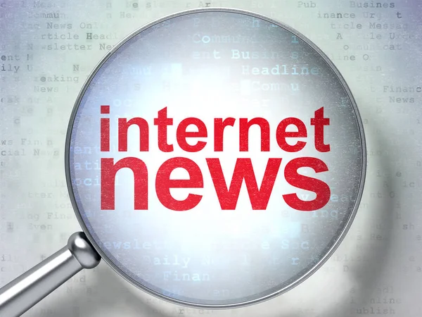 Concepto de noticias: Noticias de Internet con vidrio óptico — Foto de Stock