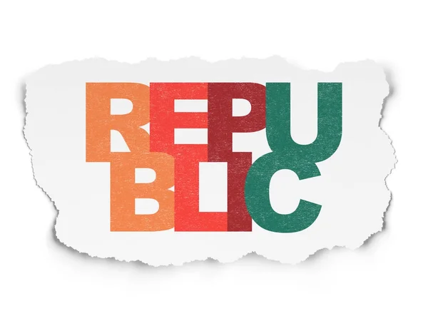 Concepto político: República sobre un fondo de papel desgarrado —  Fotos de Stock