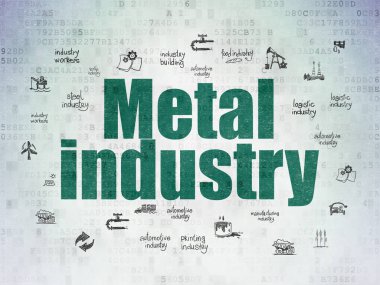 Endüstri kavramı: dijital veri kağıt arka plan üzerinde Demir Çelik Metal Sanayi