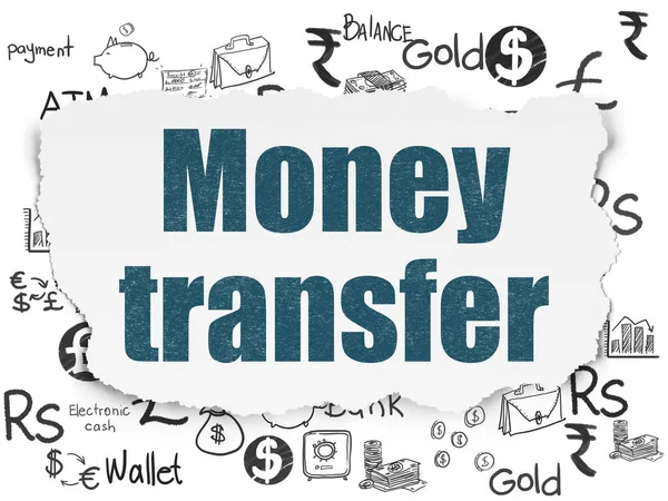 Geld concept: Money Transfer op gescheurd papier achtergrond — Stockfoto