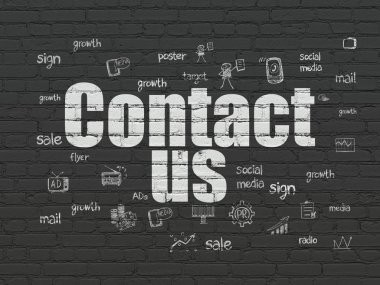 reklam kavramı: duvar arka plan üzerinde iletişim