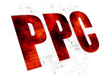 Reklam kavramı: Ppc dijital arka plan üzerinde