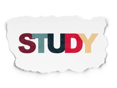 Eğitim kavramı: yırtık kağıt arka plan üzerinde çalışma