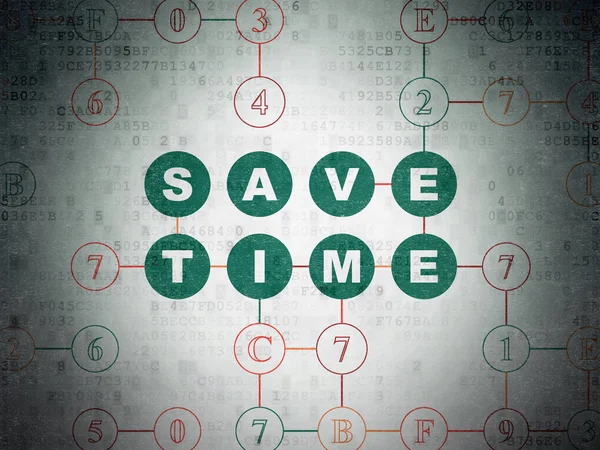 Timeline-Konzept: Zeit sparen auf digitalem Datenpapier-Hintergrund — Stockfoto