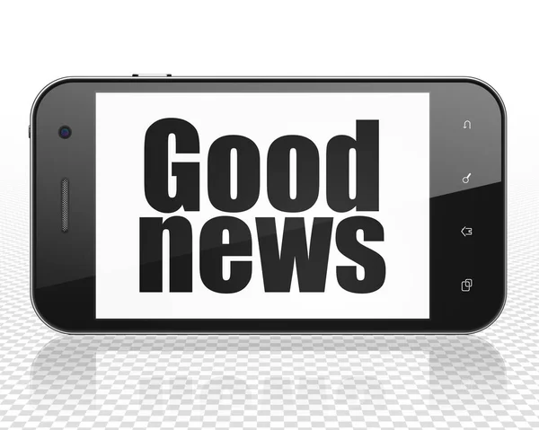 Concepto de noticias: Smartphone con buenas noticias en pantalla —  Fotos de Stock