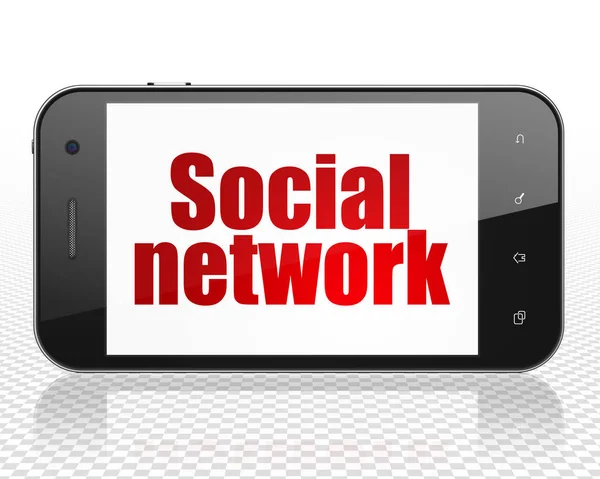 Sociaal netwerk concept: Smartphone met Social Network op display — Stockfoto