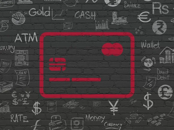 Conceito de moeda: Cartão de crédito no fundo da parede — Fotografia de Stock