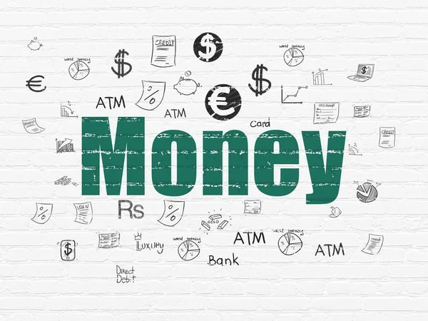 Banking concept: Money on wall background — Stock Photo, Image