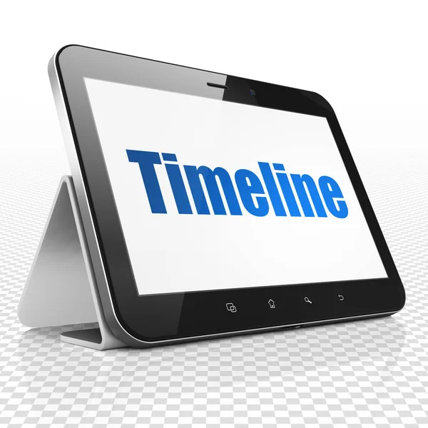 Concetto di timeline: computer tablet con timeline sul display — Foto Stock