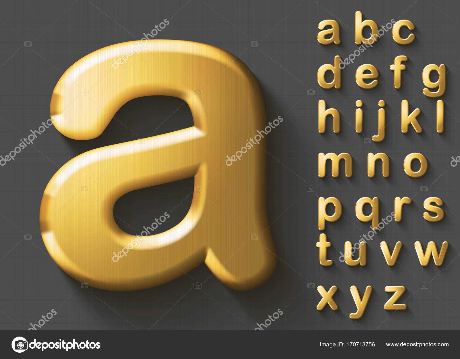 黄金の高級 3 D 小文字英語フォントのセット ストックベクター C Maxkabakov