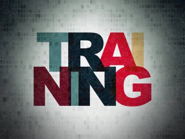 Eğitim kavramı: dijital veri kağıt arka plan üzerinde eğitim