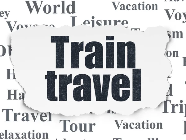 Conceito de viagem: Trem Travel on Torn Paper background — Fotografia de Stock