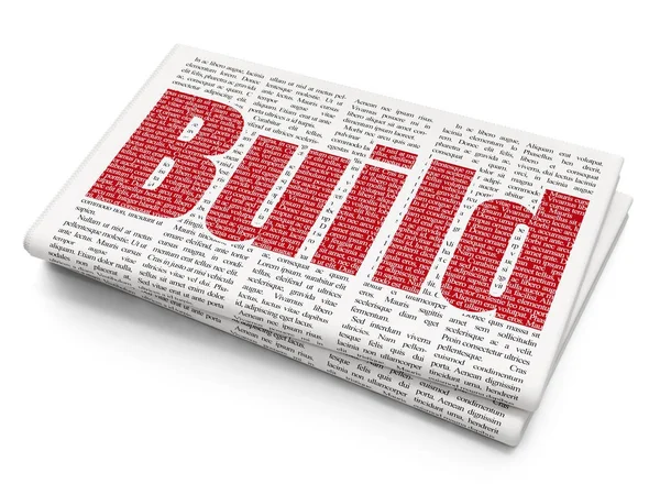 Concepto de construcción: Construir sobre el fondo del periódico — Foto de Stock