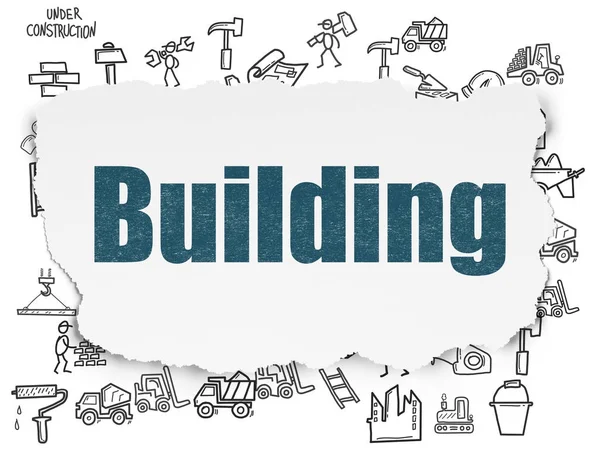 Building construction concept: Building on Torn Paper background — Stock Photo, Image