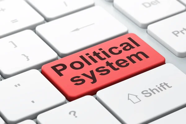 Политическая концепция: политическая система на фоне компьютерной клавиатуры — стоковое фото